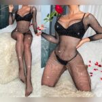 Body sexy transparent cu pietre, marime universala, Noem®