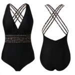 Costum de baie întreg modelator damă, dungi cu model leopard, Noem®