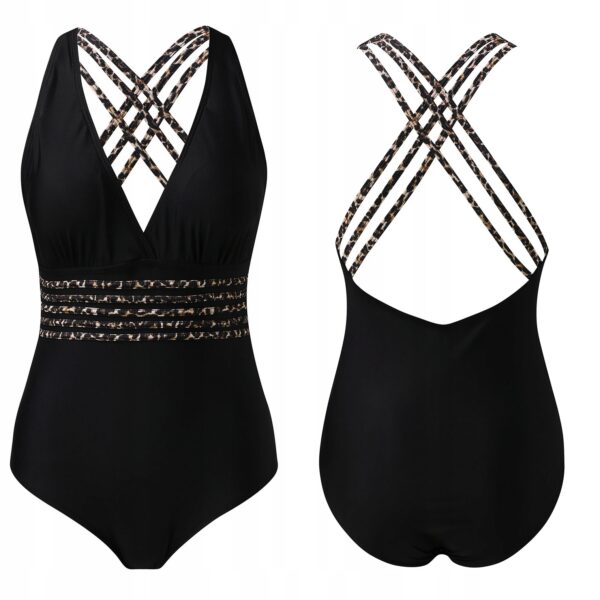 Costum de baie întreg modelator damă, dungi cu model leopard, Noem®