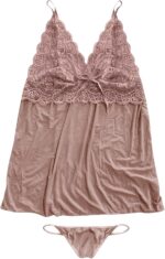 Costum sexy din 2 piese din dantela, lenjerie sexy, cămașă de noapte, marime universala, Noem®