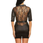 Halat scurt damă din satin cu dantelă și tanga cadou, elegant și senzual, marime universala, Noem®