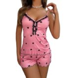 Set pijama 2 piese, imprimeu inimioare, marime universala, Noem®