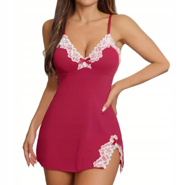 Set pijama sexy damă – cămașă de noapte din dantelă și tanga, marime universala, Noem®