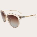 Ochelari de soare damă – ramă transparentă nude si lentile maro gradient, Noem®