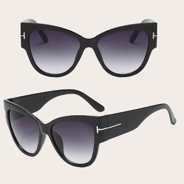 Ochelari de soare polarizați damă – design clasic cu ramă neagră si lentile gradient violet, Noem®