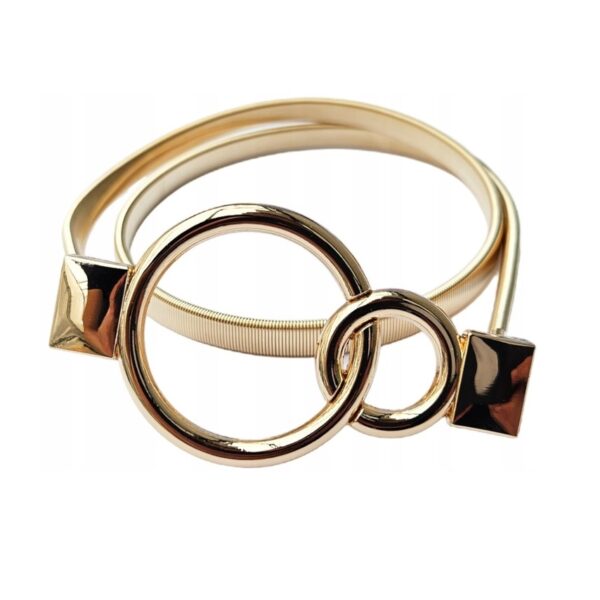 Curea aurie elastică cu cercuri – accesoriu elegant pentru rochii de ocazie, lungime maxima 125 cm, Noem®