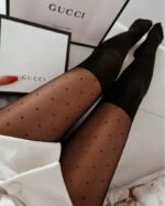 Dres damă eleganți cu model puncte – efect ciorap peste genunchi, semi-transparent, Noem®