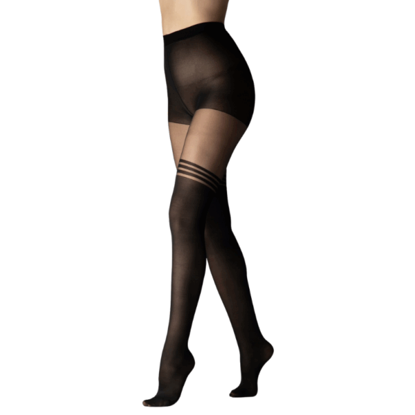 Dresuri Sexy imitatie portjartier – model cu benzi negre, look elegant & provocator, Noem®