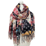 Esarfa damă multicolor cu imprimeu abstract și franjuri, Noem®