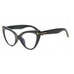 Ochelari Cat-Eye Fashion negri ramă groasă elegantă cu detalii aurii,Noem®