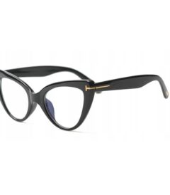 Ochelari Cat-Eye Fashion negri ramă groasă elegantă cu detalii aurii,Noem®