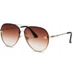 Ochelari de soare damă aviator deluxe – maro & auriu, model albina, Noem®