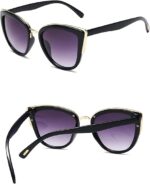 Ochelari de soare damă cat-eye cu rame negre și accente aurii, lentila gradient, Noem®