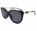 Ochelari de soare damă cat-eye polarizați – model elegant negru cu detalii aurii si piatra argintie, Noem®