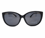 Ochelari de soare damă cat-eye polarizați – model elegant negru cu detalii aurii si piatra argintie, Noem®