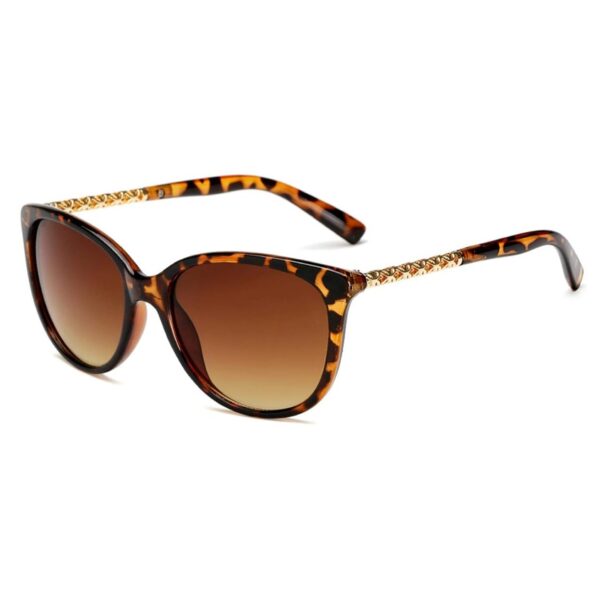 Ochelari de soare damă maro tip tortoise cu braț auriu împletit, Noem®