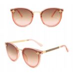 Ochelari de soare damă – ramă roz transparent, detalii albina și lentile maro gradient, Noem®