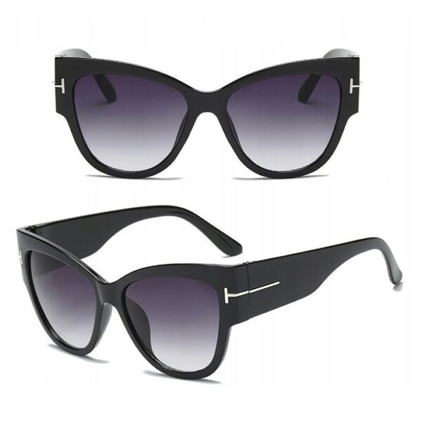 Ochelari de soare polarizați damă – design clasic cu ramă neagră si lentile gradient violet, Noem®