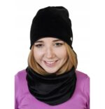 Set căciulă și fular catifea neagră – damă, elegant și călduros, Noem®