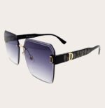 Ochelari de soare damă luxury fără ramă – negru & auriu, Noem®