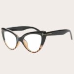 Ochelari Cat-Eye Fashion negri ramă groasă elegantă cu detalii aurii, Noem®