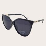 Ochelari de soare polarizați damă – ramă neagră cat-eye cu detalii aurii și lentile închise, Noem®
