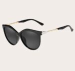 Ochelari de soare eleganți damă – ramă neagră cu brațe aurii și detalii cu cristale, Noem®