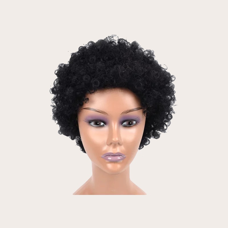 09_peruca_afro_F1ECE8 Peruca din par artificial, model afro, negru, Gonga® - imagine 1