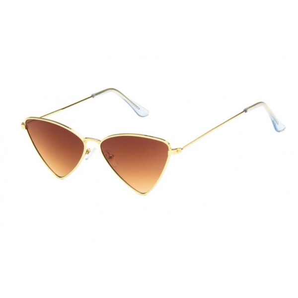 Ochelari de soare Fashion cu lentile triunghiulare ramă aurie și lentile maro gradient, Noem®