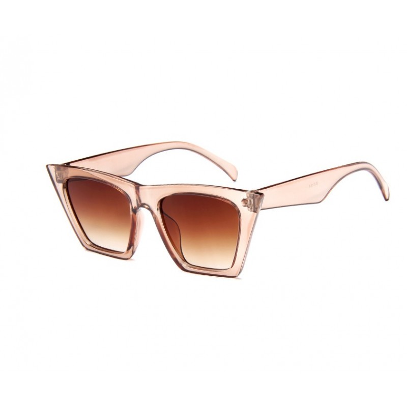 Ochelari de soare damă cu rame groase roz nude, lentile maro gradient, Noem®