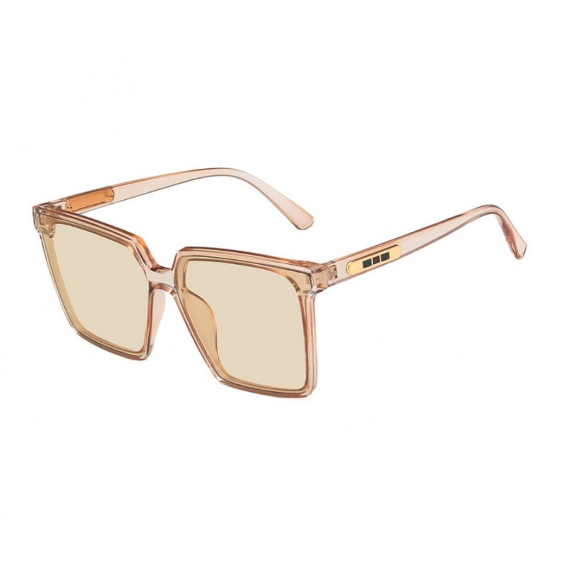 Ochelari de soare pătrați cu rame transparente bej lentile galben deschis, design retro, Noem® Ochelari de soare pătrați cu rame transparente bej lentile galben deschis, design retro, Noem®