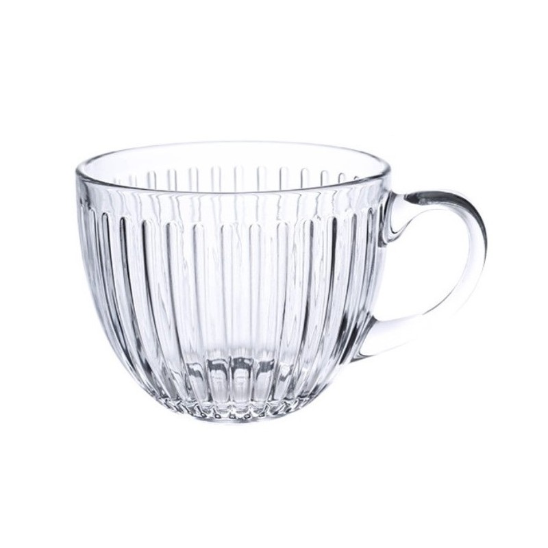 Set 2 cani din sticlă, cu nervuri, mare, 460 ml, Noem®