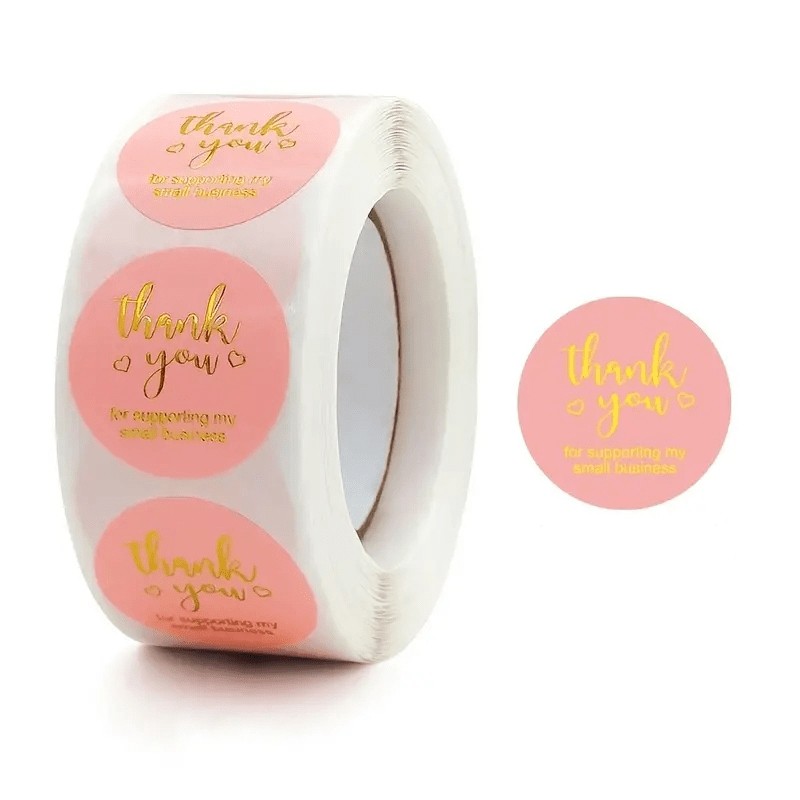 Set 500 etichete autocolante tip rola, roz