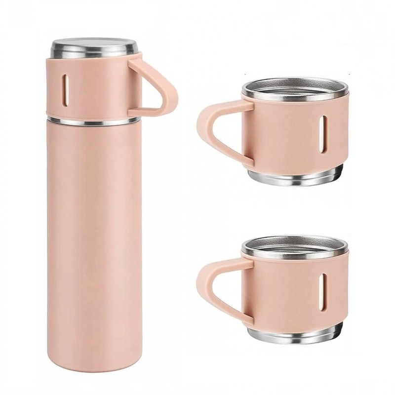 Set termos cu 3 căni din oțel inoxidabil, 0.5L, menținere a băuturilor calde 6 ore și reci 12 ore, Noem®101