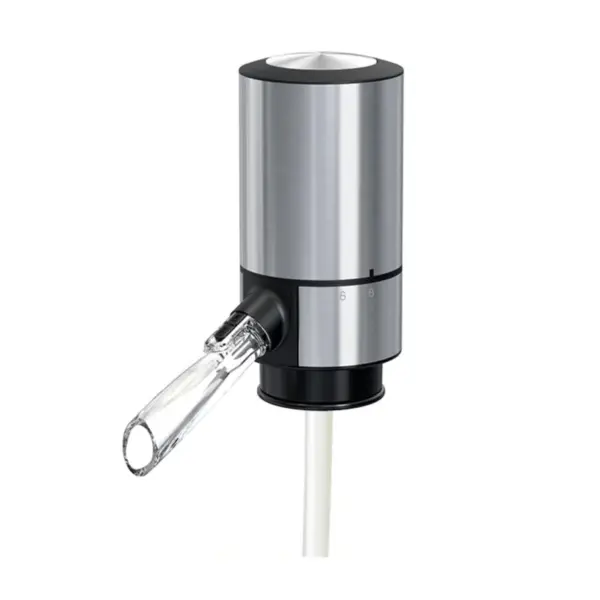 Dozator electric de Vin, cu aerator si dispenser automat, decantare vin, Iluminare LED, alimentare pe baterii, tub 34 cm, Gonga® Argintiu