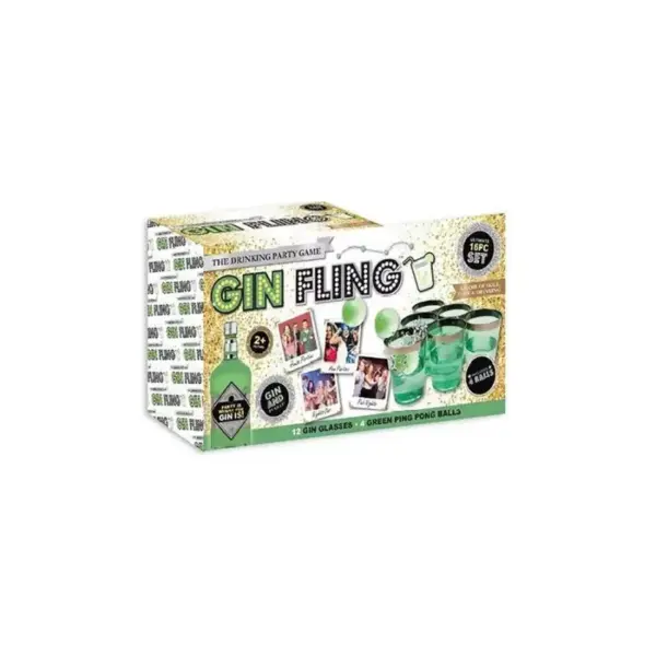 Joc de baut Gin Fling, pentru petreceri, 16 piese, Gonga® Verde
