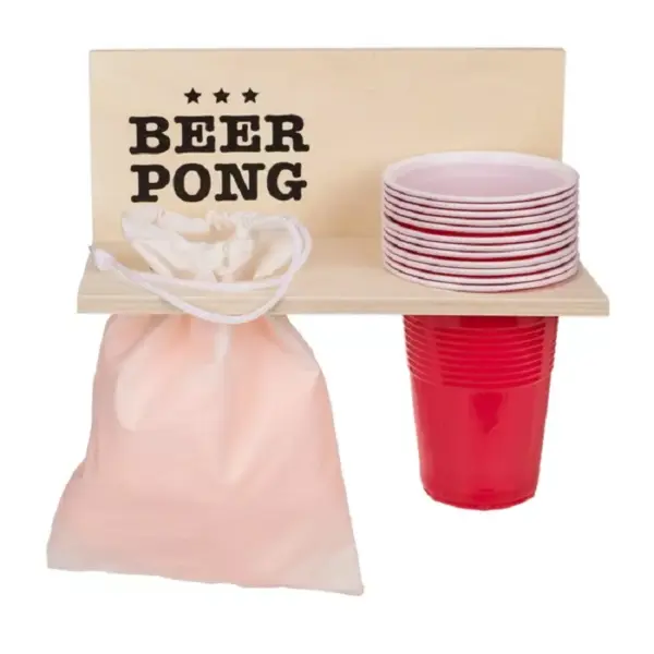 Joc de petrecere Beer Pong cu raft, 24 piese, Gonga® Rosu