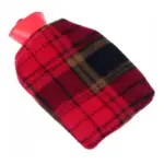 Perna pentru apa calda, capacitate 0.3 L, din cauciuc, cu husa pufoasa, material textil, Gonga® Rosu