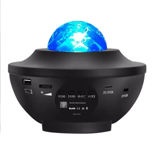 Proiector LED cu stele și galaxii, 21 de moduri de operare, Bluetooth si difuzor incorporat si telecomanda, Gonga® Negru