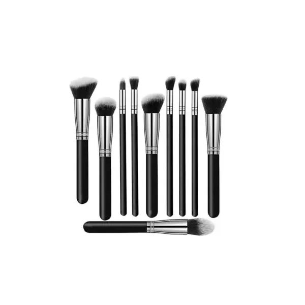 Set 10 pensule de machiaj din par sintetic, model clasic,Gonga® Negru