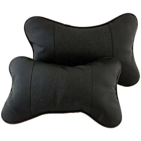 Set 2 perne de relaxare pentru tetiera, piele ecologica, 25x16 cm, Gonga® Negru