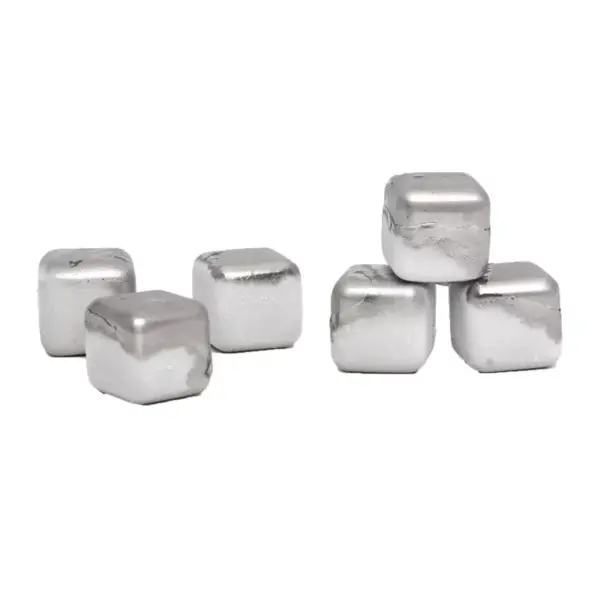 Set 6 cuburi pentru racire bauturi, din otel inoxidabil, Gonga® Argintiu