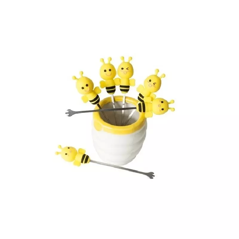 set-6-furculie-metalice-in-forma-de-albinute-din-silicon-cu-vas-gonga.webp