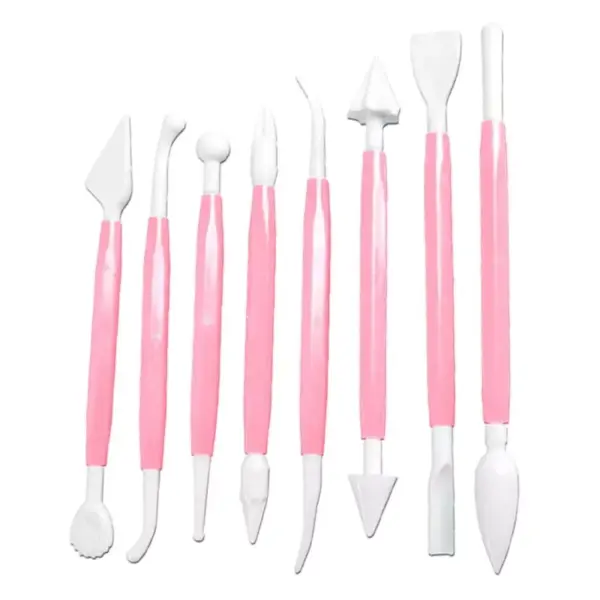 Set 8 spatule pentru decorarea prajiturilor, Gonga® Roz