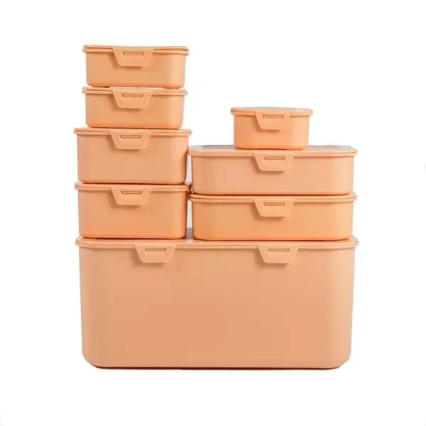 Set de 8 recipiente pentru alimente, diverse dimensiuni, cu capac etans, Gonga® Portocaliu