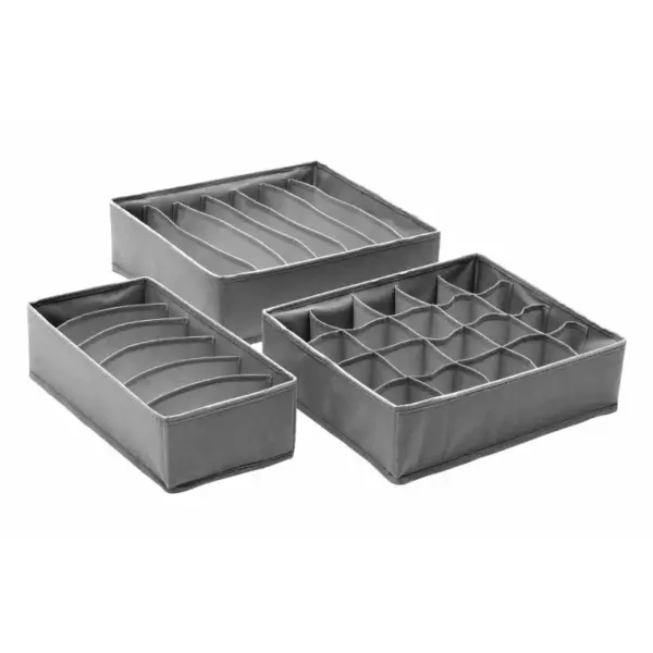 Set Organizator de sertar, 3 piese, Gonga® Gri