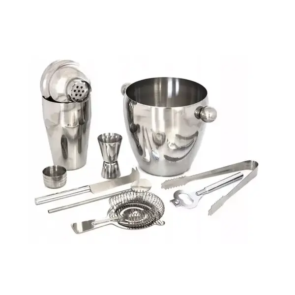 Set pentru cocktail si bauturi, inox, 8 piese, argintiu, Gonga®
