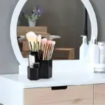 Suport pensule machiaj, 3 compartimente, din plastic, Gonga® Negru - imagine 2