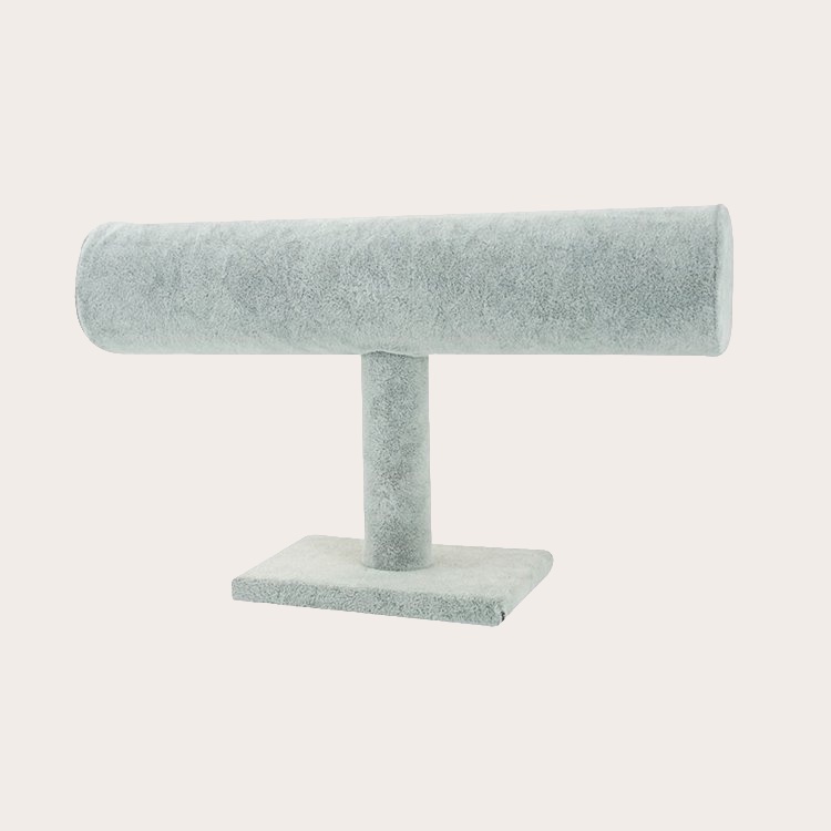 suport_bratari_gri_F1ECE8 Suport cilindric pentru brățări, expunere elegantă din catifea, înălțime 15 cm, gri, Noem® - imagine 1