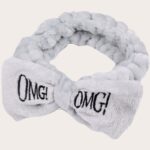 Bentita pentru baie cosmetica, machiaj, cu funda, elastica, OMG!, gri, Noem®